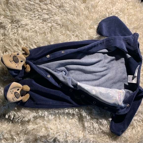 VINTAGE BABIES R US FOOTIE PAJAMA VELOUR W/ PUPPY  “MOMMY’S LITTLE PRINCE” 3MO - Picture 6 of 7